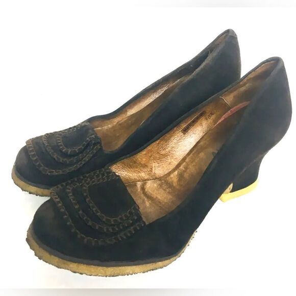 Vintage Audley London Dark Brown Suede Non Slip Retro Heels Size 9 ~ 38.5 - Picture 3 of 6